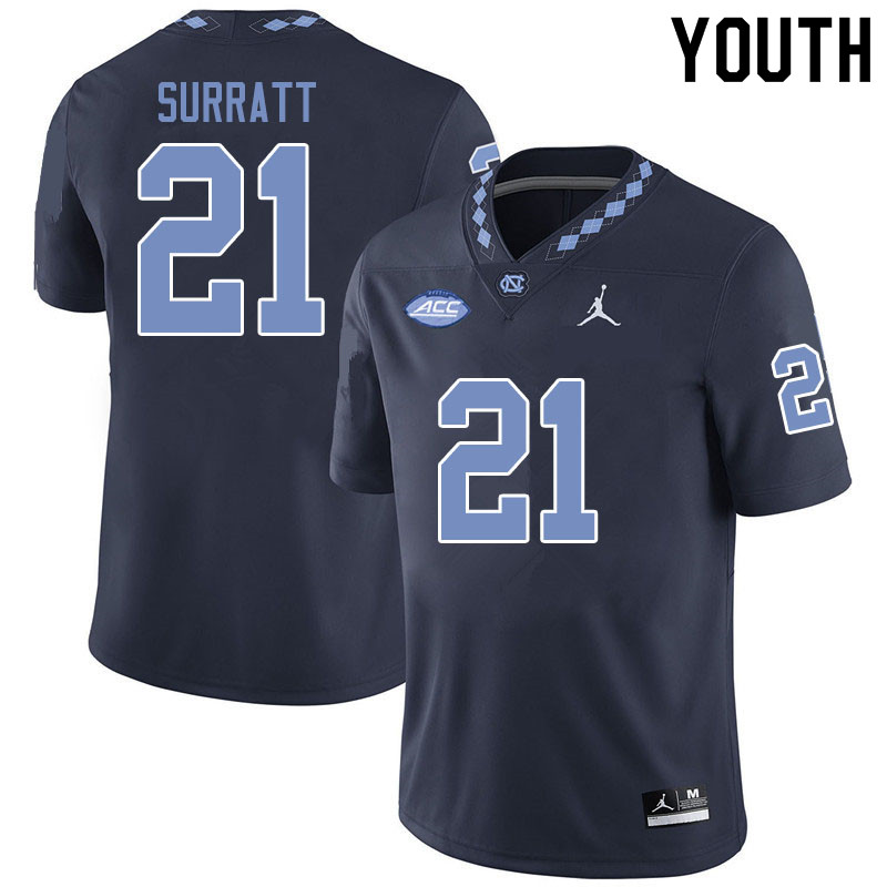 Jordan Brand Youth #21 Chazz Surratt North Carolina Tar Heels College Football Jerseys Sale-Black
